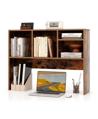 Desktop Bookcase with 4 Cubbies and Open Back Compartment