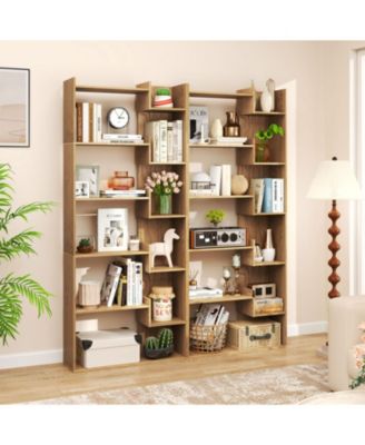 6-Tier Wooden Bookcase with Open Display Shelves