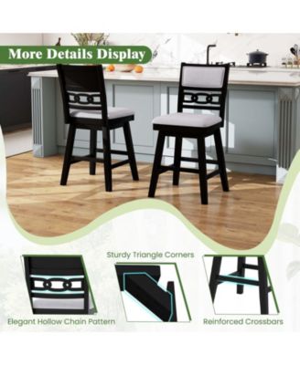Swivel Bar Stools Set of Two with Upholstered Backrest