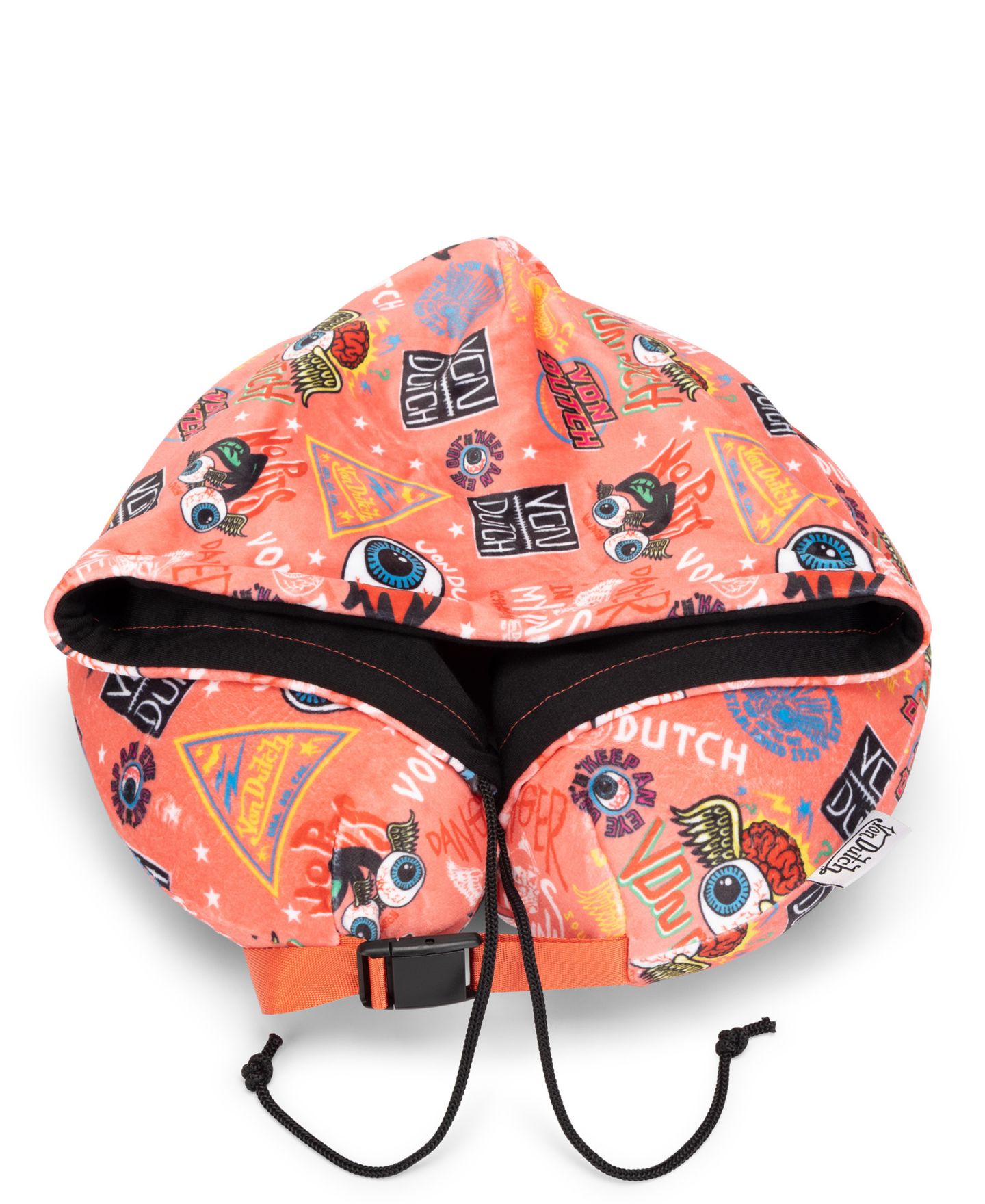 Подушка Von Dutch Jax Hooded Memory Foam 11" Travel Neck Pillow, цвет: Розовый — фото 5