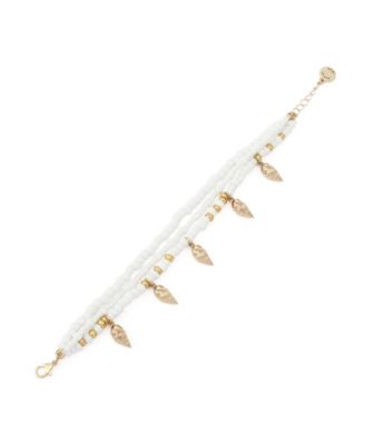 White Vintage Luxe Shell Beaded Layered Bracelet