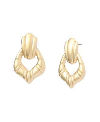 Gold Fluted Doorknocker Earrings