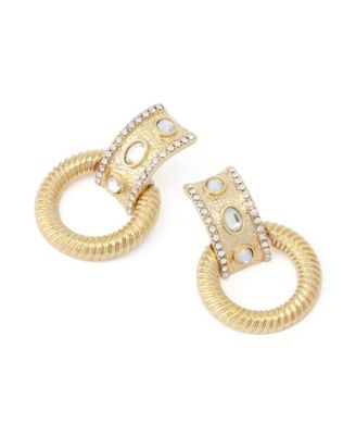 Faux Stone Ring Doorknocker Earrings