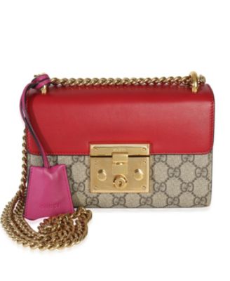 Red GG Supreme Canvas Small Padlock Shoulder Bag