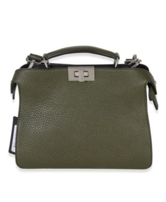 Olive Calfskin Leather Mini Peekaboo ISeeU Bag