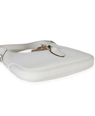 White Grained Leather Small Jackie Hobo