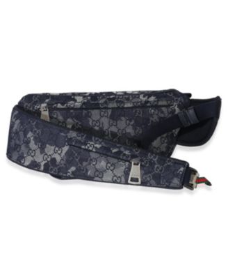 Navy GG Floral Canvas Belt Bag