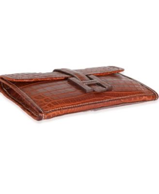 Pre-Owned HERMES Fauve Crocodile Niloticus Lisse Mini Jige Clutch
