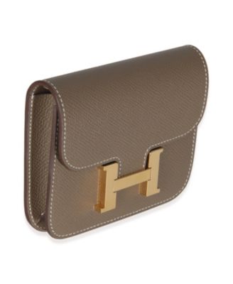 Pre-Owned HERMES Etoupe Epsom Constance Slim Wallet GHW