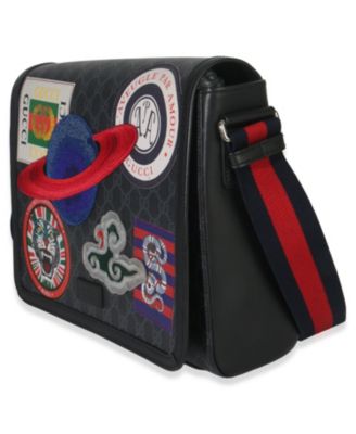 Black GG Supreme Canvas Night Courrier Flap Messenger Bag