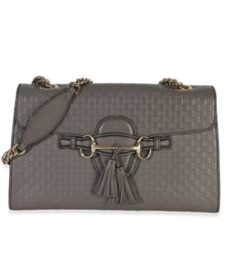 Grey Guccissima Emily Leather Medium Chain Shoulder Bag
