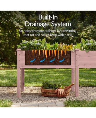  Raised Garden Bed, Elevated Wood Planter Box for Patio w/ Divider Panel