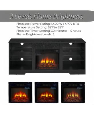 58" Electric Fireplace TV Stand, LED Media Console for 32-62 Inch TVs with USB Charging Port, Modern Entertainment Center for Living Room