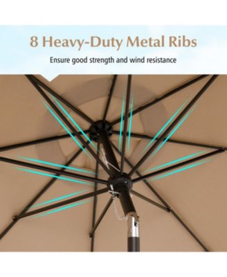 9 ft Patio Umbrella with Push-Button Tilt Crank Handle and Ruffled Edge Design