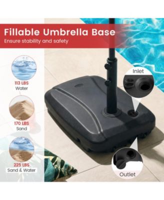 225 lb Cantilever Patio Umbrella Base with Built-In Wheels T-Shaped Cross Frame