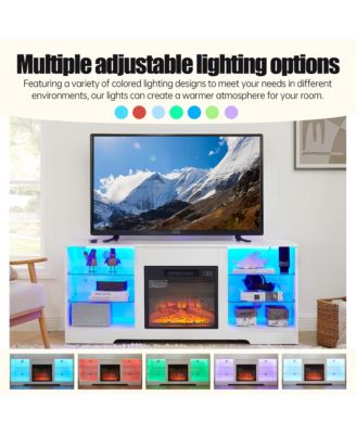 Electric Fireplace TV Stand, 58" Led Entertainment Center for TV up to 32-62", Media Console with USB Charging Outlet for Living Room