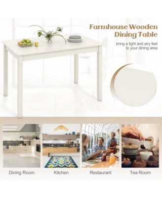 48-Inch Wooden Dining Table for 4 People Rectangular Kitchen Table with Rubber Wood Legs