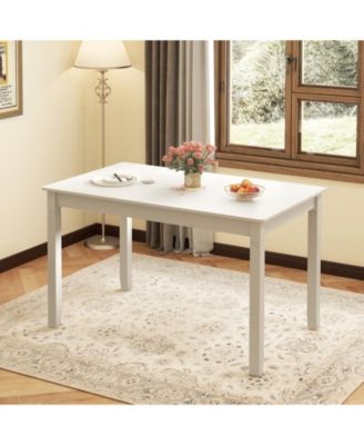 48-Inch Wooden Dining Table for 4 People Rectangular Kitchen Table with Rubber Wood Legs