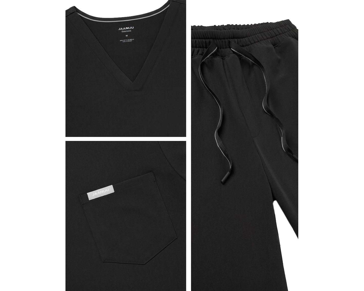 Мужские комплекты Jaanuu UltraLAST Essential Performance 5-Pocket Scrub Set, цвет: Чёрный — фото 6