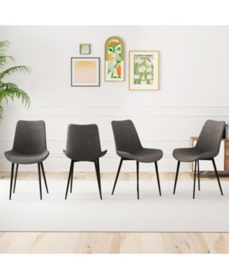 Dining Chairs Set of 4 with Upholstered Seats and Metal Legs