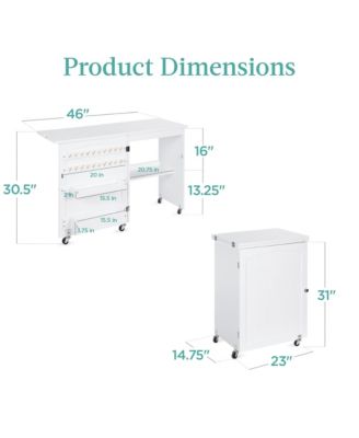 Sewing Machine Table and Desk w/ Craft Storage and Trays