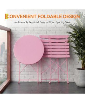 3-Piece Foldable Metal Bistro Set with Round Table, Compact for Small Spaces