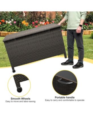 185 Gallon All-Weather Wicker Deck Box for Outdoor Storage