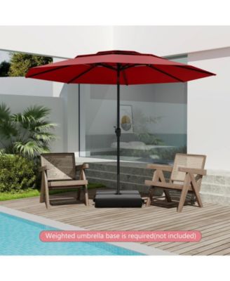 10 ft Three-Tier Vented Patio Umbrella with Push-Button Tilt and Crank Handle