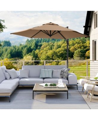 9 ft Cantilever Patio Umbrella with Double-Tier Vented Top and Sun-Protective Canopy