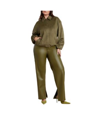 Women's Slit Hem Faux Leather Pant