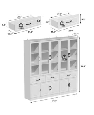 12-Shelf Wood Standard Bookcase With Adjustable Shelves Drawer