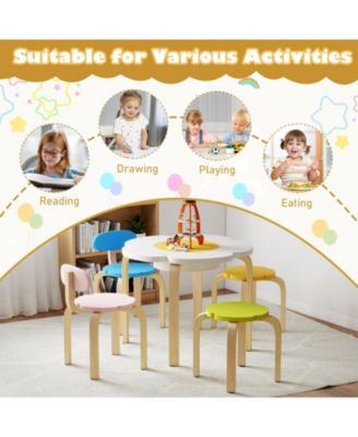 Flower Shaped Kids Activity Table Set with Chairs and Stools