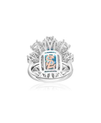 Cubic Zirconia Halo Cocktail Ring in Sterling Silver