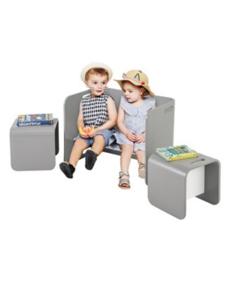 3 Piece Kids Wooden Table and Chair Set for Playroom