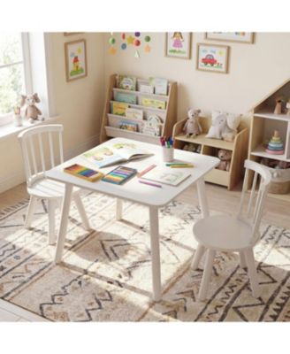 Kids Wooden Table and Chairs Set Three Piece Toddler Furniture