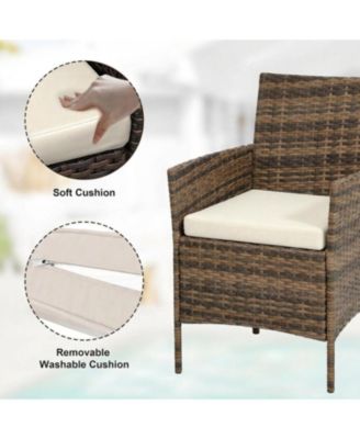 3-Piece Rattan Patio Furniture Set, 2 Chairs and Coffee Table, Gradient