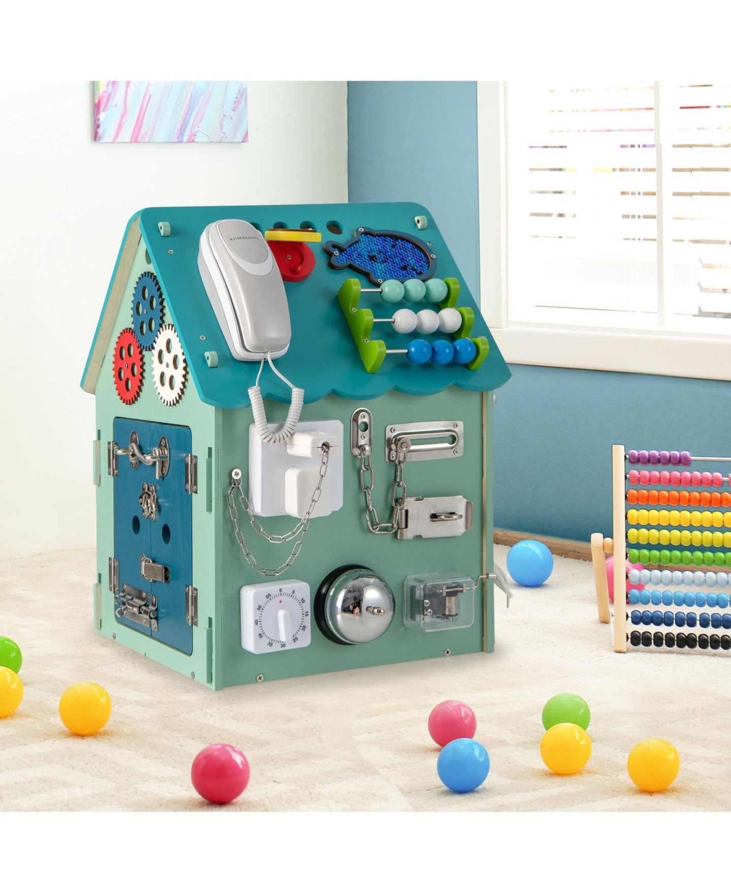 Детская игрушка Slickblue Montessori Playhouse Sensory Games 1-Piece Playhouse, Ages 3+, цвет: Синий — фото 2