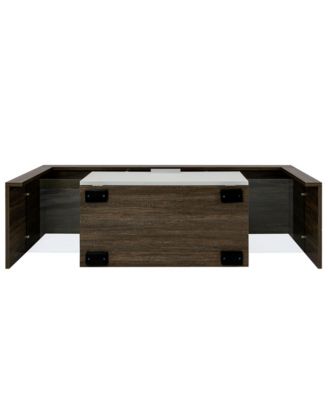 Modern TV Stand with LED Light, Media Console Entertainment Center for 50 Inch TV with Toughened Glass Shelf for Living Room
