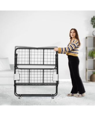 Rollaway Bed, 38" x 75", with 4" Memory Foam Mattress, Portable Folding Bed