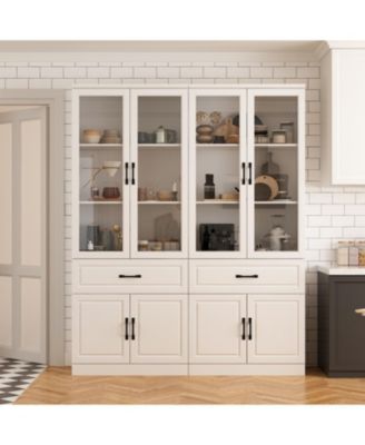 4-Shelf Wood Standard Bookcase With Doors, Cabinet, Drawer