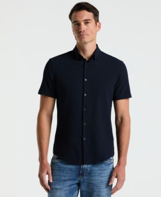 Men's Slim-Fit Stretch Solid Button-Down Seersucker Shirt