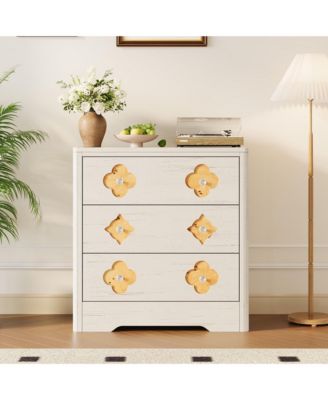 Drawer Tall Dresser for Bedroom, 45'' Boho Chest of Drawers, Wooden Chest with Clothes Storage Cabinet