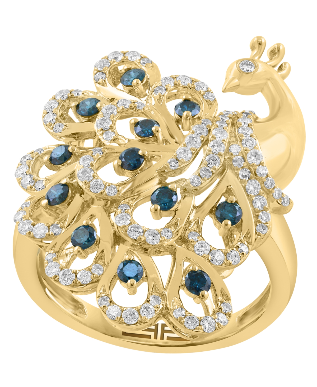 Effy Collection White Diamond 12 ct tw  Blue Diamond 13 ct tw Ring in 14k Yellow Gold  Yellow Gold