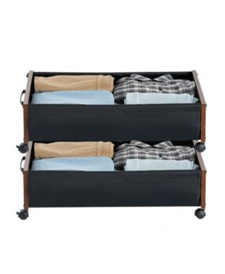 2 Pack Under Bed Storage with Wheels 25.6in x 18.1in x 7.1in Clear Top