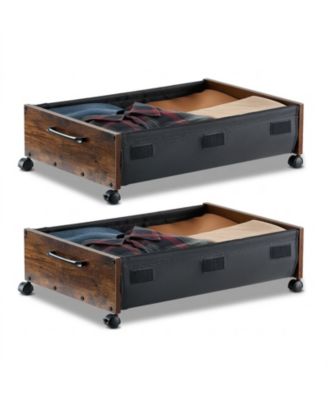 2 Pack Under Bed Storage with Wheels 25.6in x 18.1in x 7.1in Clear Top