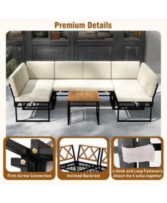 6 Piece Outdoor Sectional Sofa Set with Cushions
