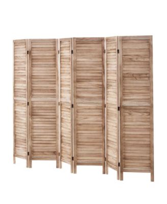 Wood Room Divider, 6 Panel Folding Privacy Screen, for Home or Office Use