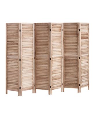 Wood Room Divider, 6 Panel Folding Privacy Screen, for Home or Office Use