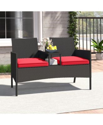 Patio Loveseat with Built In Table for Backyard or Porch