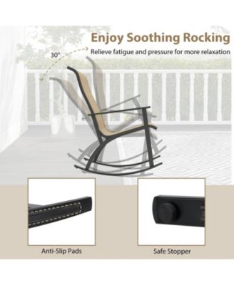 Heavy Duty Rocking Bistro Set with High Back Chairs and Table